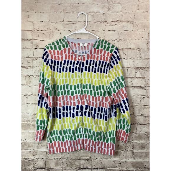 Crown & Ivy Sweater Womens 0X Cardigan Multicolor Button Up Scoop Neck Cotton - Picture 1 of 13